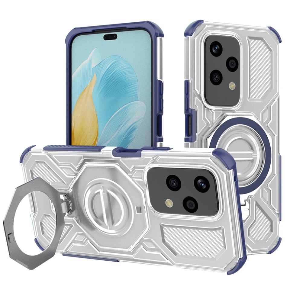 Husa pentru Honor 200 Lite, Antisoc, SKYDDAR INOVATION, Carbon Shield PRO, Magsafe, set cu sticker, Albastru