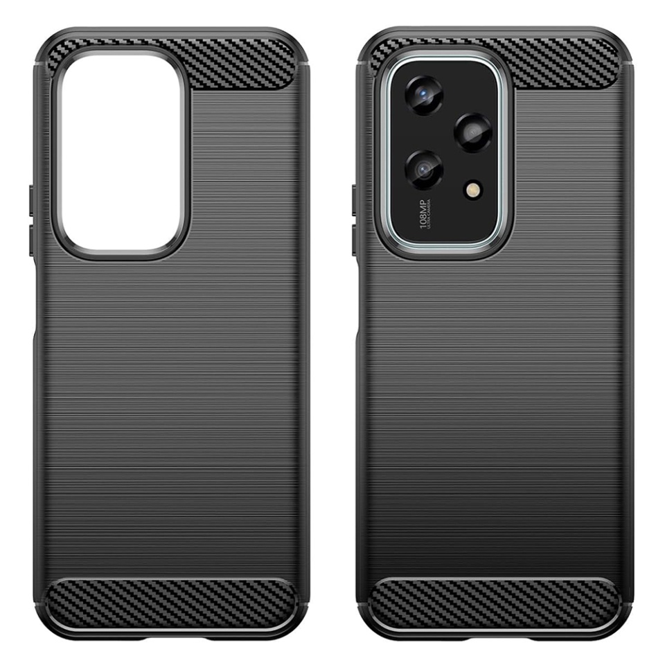 Husa pentru Honor 200 Lite din Silicon Premium, Slim, cu textura Fibra Carbon - Negru - 1 | YEO