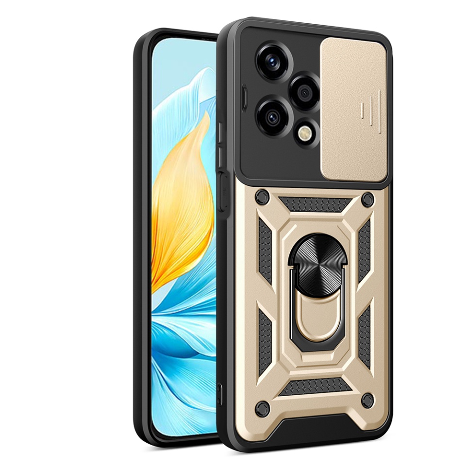 Husa pentru Honor 200 Lite, SKYDDAR INNOVATION, CamShield, Inel magnetic, set cu sticker, Auriu
