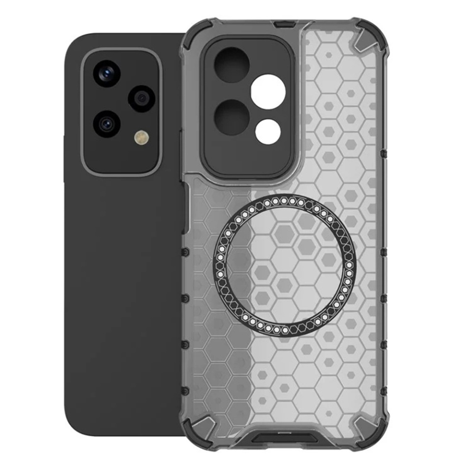 Husa pentru Honor 200 Lite, SKYDDAR INNOVATION, HoneyComb Shield MagSafe, Negru, set cu sticker - 1 | YEO