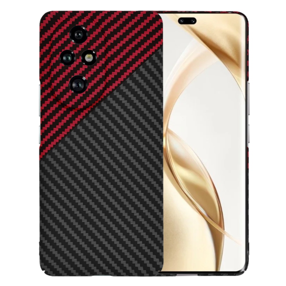 Husa pentru Honor 200 Pro, Finisaj Premium cu Textura de Carbon, Design Elegant, SKDR CarbonFlex - Rosu inchis