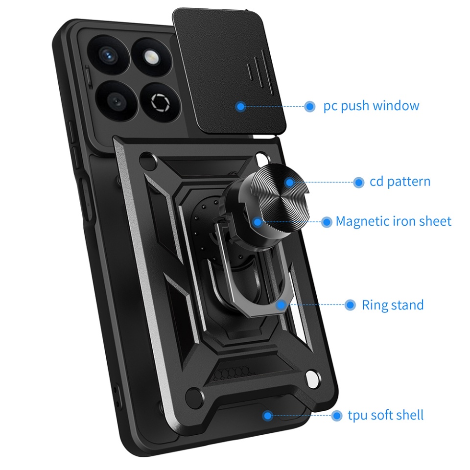Husa pentru Honor 200 Smart / X7c cu inel magnetic si protectie camera Skyddar CamShield - Roz - 1 | YEO