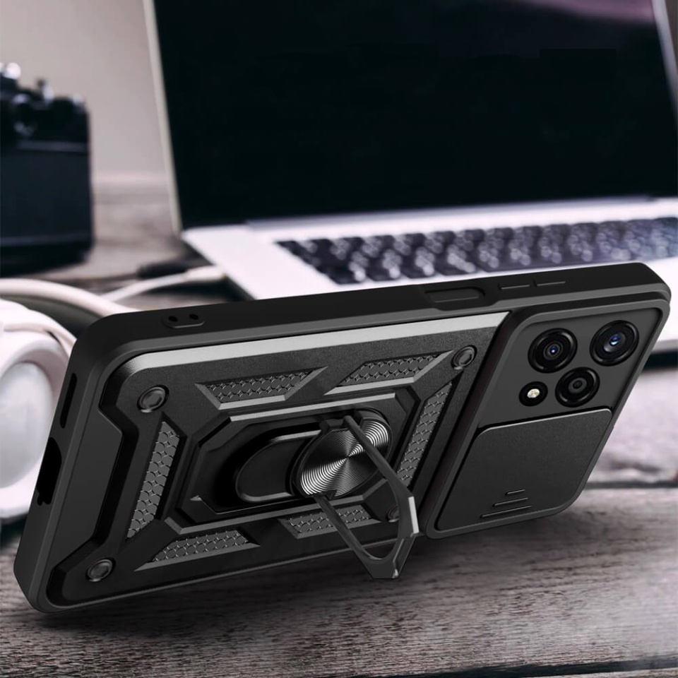 Husa pentru Honor 400 Pro, SKYDDAR INNOVATION, CamShield, Inel magnetic, set cu sticker, Albastru - 1 | YEO