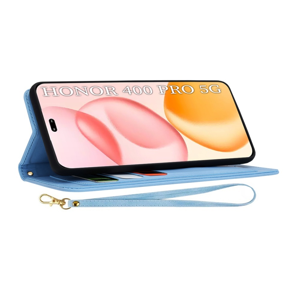 Husa pentru Honor 400 Pro, SKYDDAR INNOVATION, Flipcraft din Piele Ecologică, Stand Integrat, Buzunare pentru Carduri, set cu sticker, Bleu - 3 | YEO