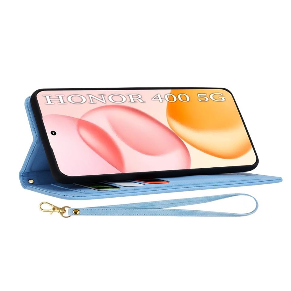Husa pentru Honor 400, SKYDDAR INNOVATION, Flipcraft din Piele Ecologică, Stand Integrat, Buzunare pentru Carduri, set cu sticker, Bleu - 3 | YEO