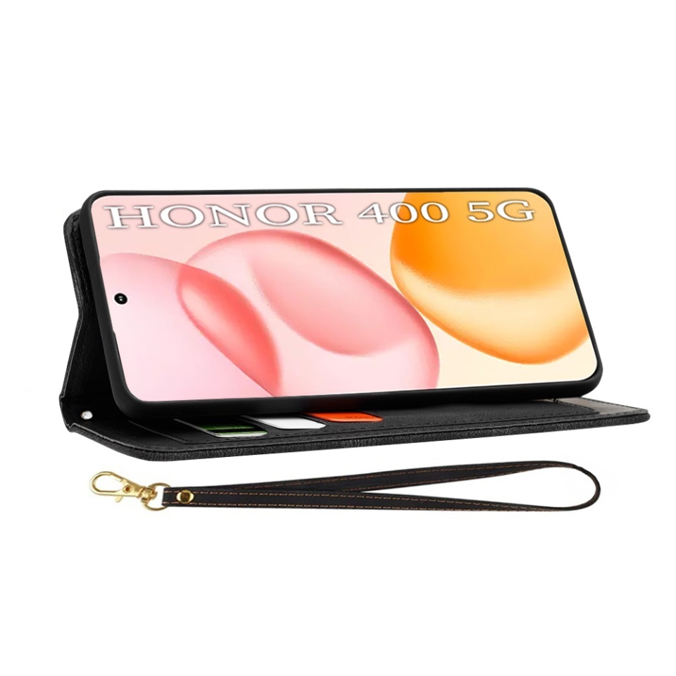 Husa pentru Honor 400, SKYDDAR INNOVATION, Flipcraft din Piele Ecologică, Stand Integrat, Buzunare pentru Carduri, set cu sticker, Negru - 3 | YEO