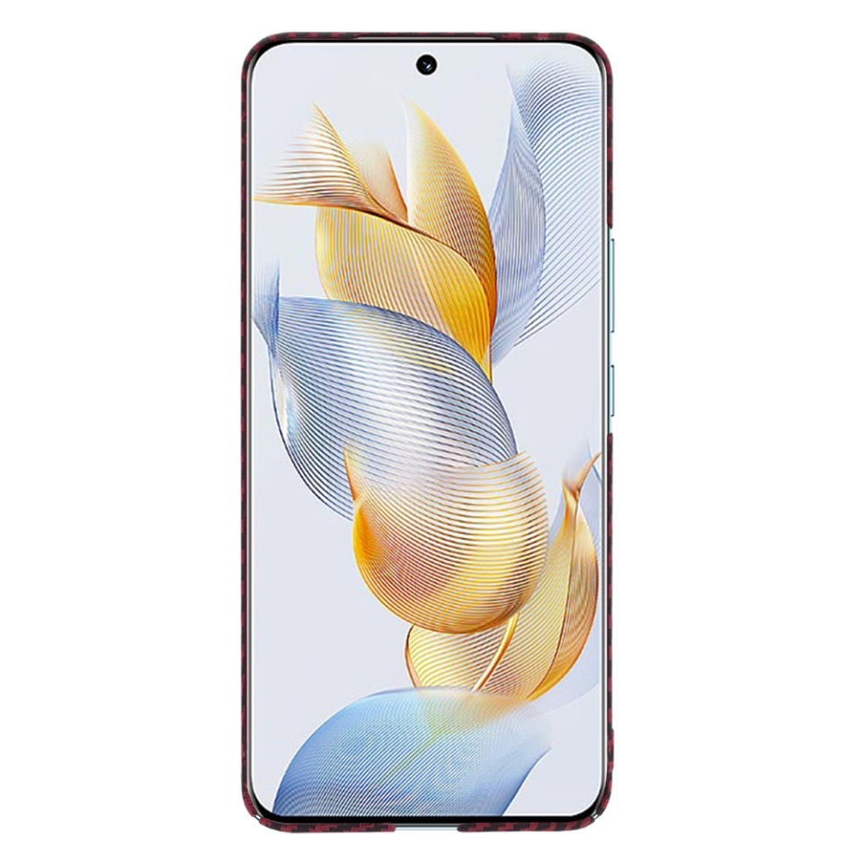 Husa pentru Honor 90, SKYDDAR INNOVATION, textura carbon, Carbonite FiberShell, set cu sticker, Rosu, - 2 | YEO
