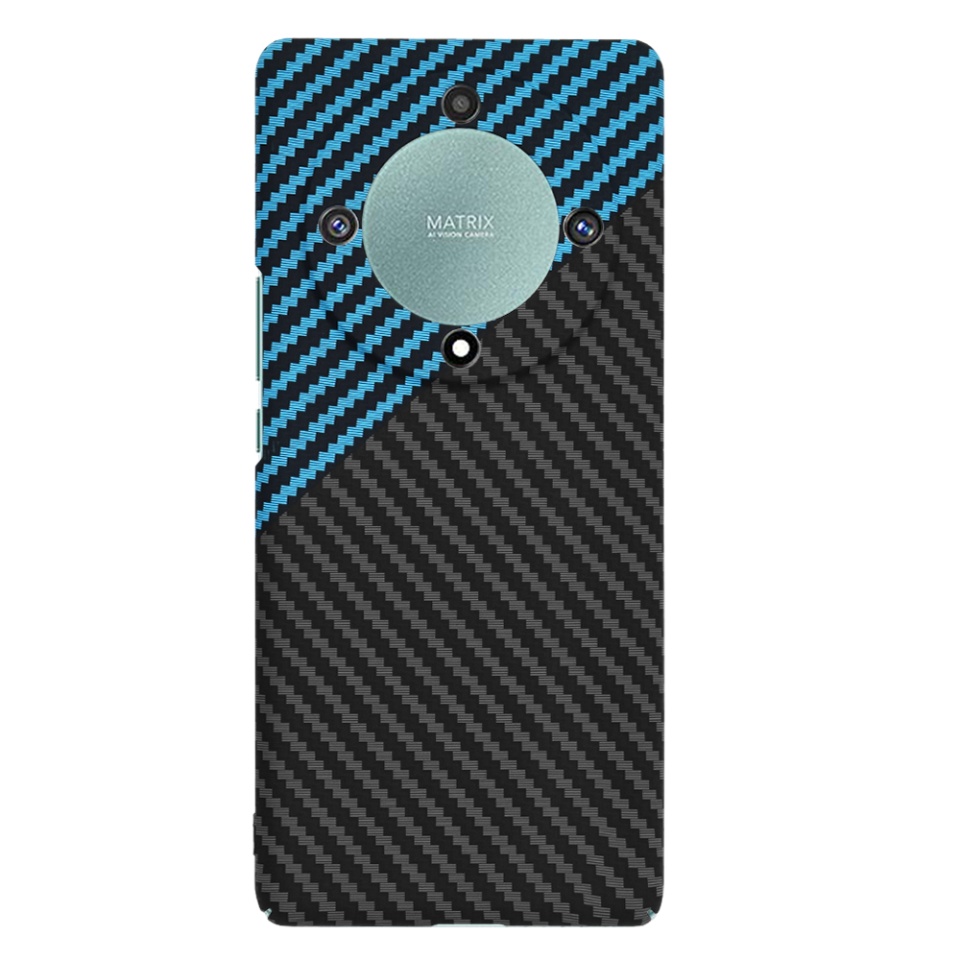 Husa pentru Honor Magic5 Lite, Finisaj Premium cu Textura de Carbon, Design Elegant, SKDR CarbonFlex - Bleu - 1 | YEO