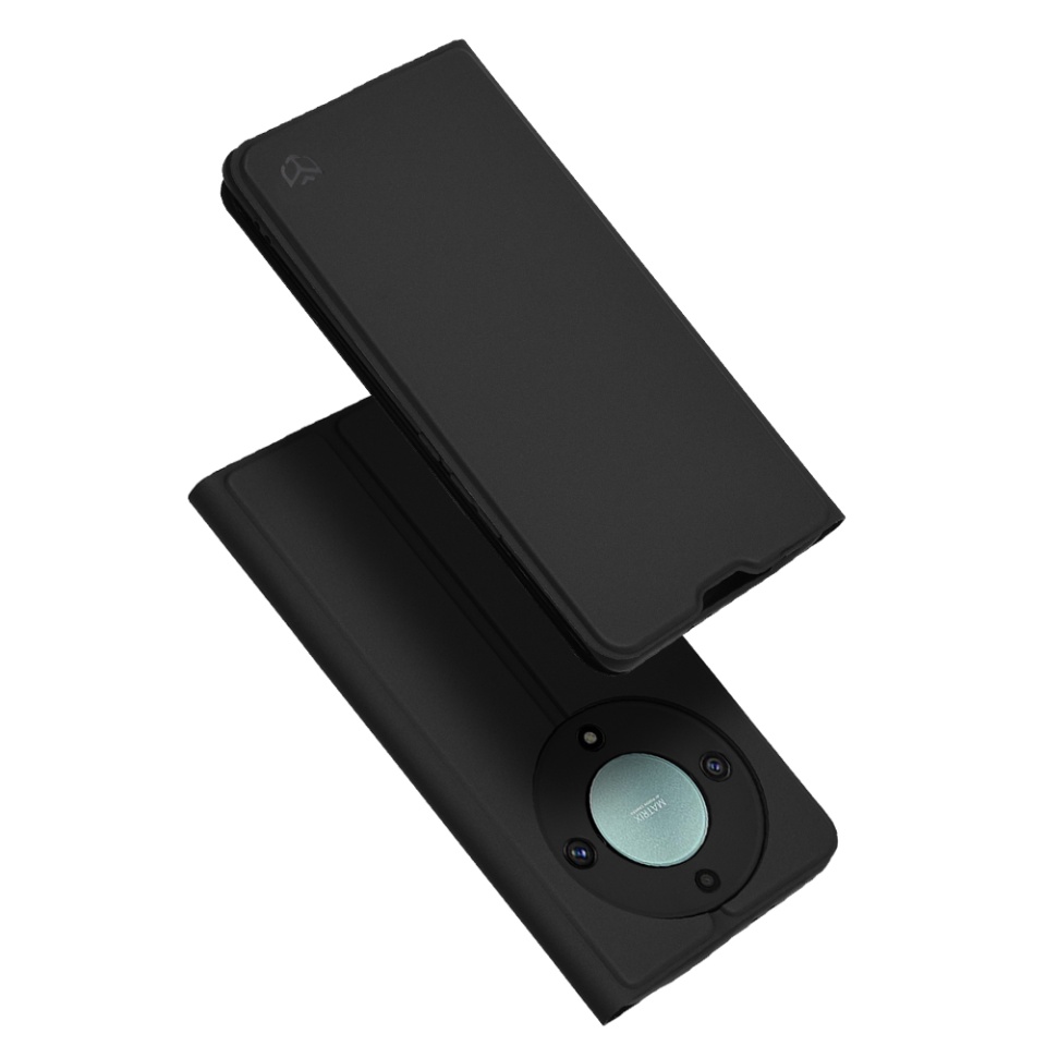 Husa pentru Honor Magic5 Lite, SKYDDAR INNOVATION, Magskin Book, tip Carte cu Portofel Interior, set cu sticker, Negru