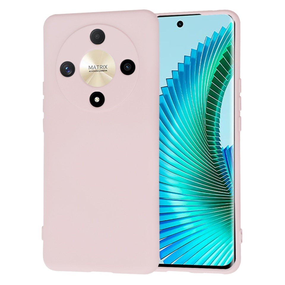 Husa pentru Honor Magic6 Lite, SKYDDAR INNOVATION, din Silicon Catifelat, SoftElegance, set cu sticker, Roz pudra