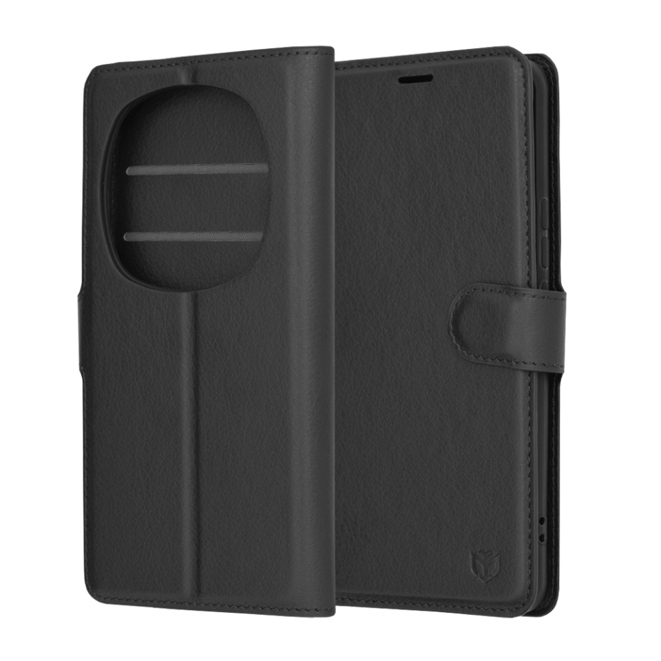 Husa pentru Honor Magic6 Pro tip Carte, cu Portofel Interior, Finisaje Premium, SKYDDAR Leather Wallet - Negru