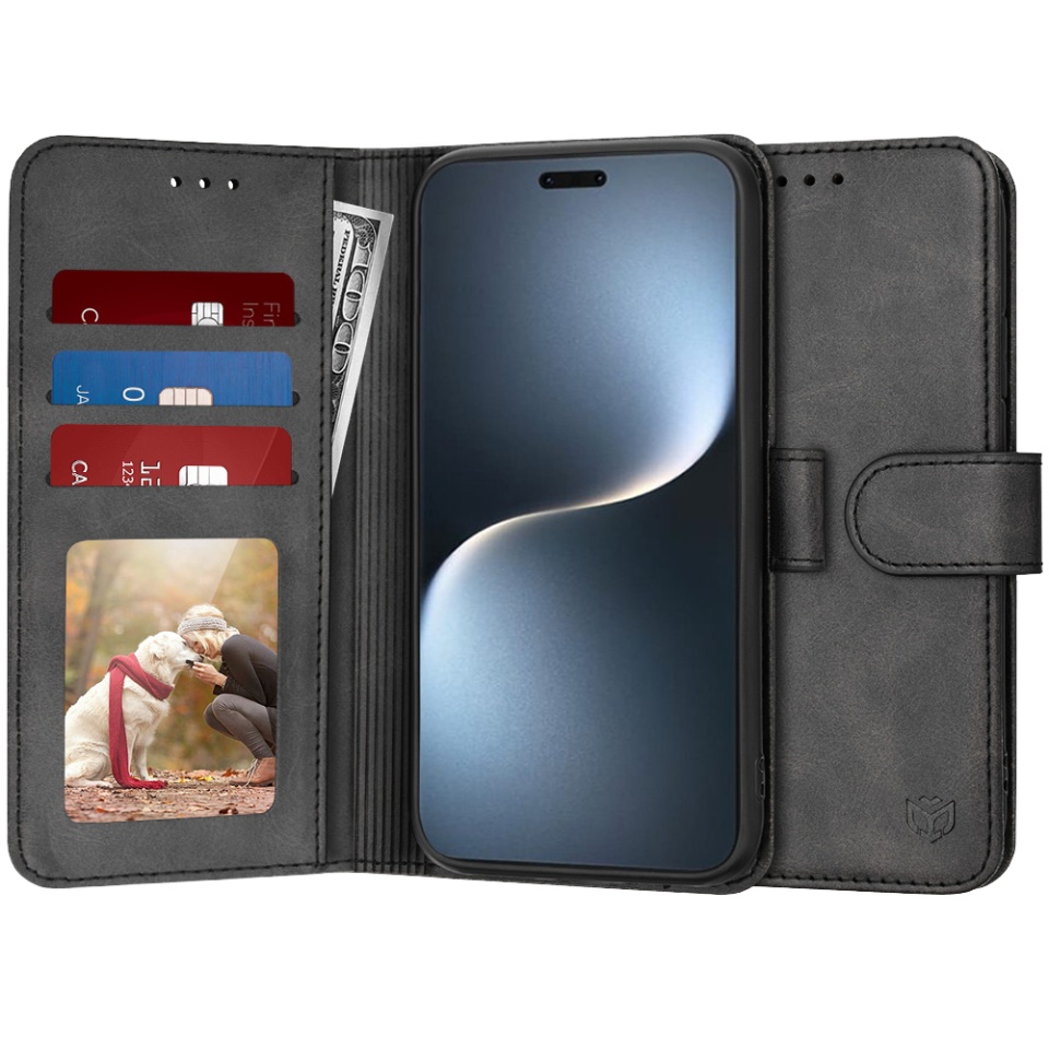 Husa pentru Honor Magic7 Pro, SKYDDAR INNOVATION, Diary Book, tip carte, cu Portofel Interior, Antisoc, Negru, set cu sticker