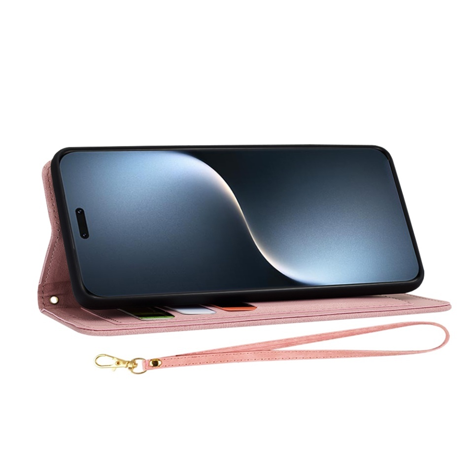 Husa pentru Honor Magic7 Pro, SKYDDAR INNOVATION, Flipcraft din Piele Ecologică, Stand Integrat, Buzunare pentru Carduri, set cu sticker, Roz - 5