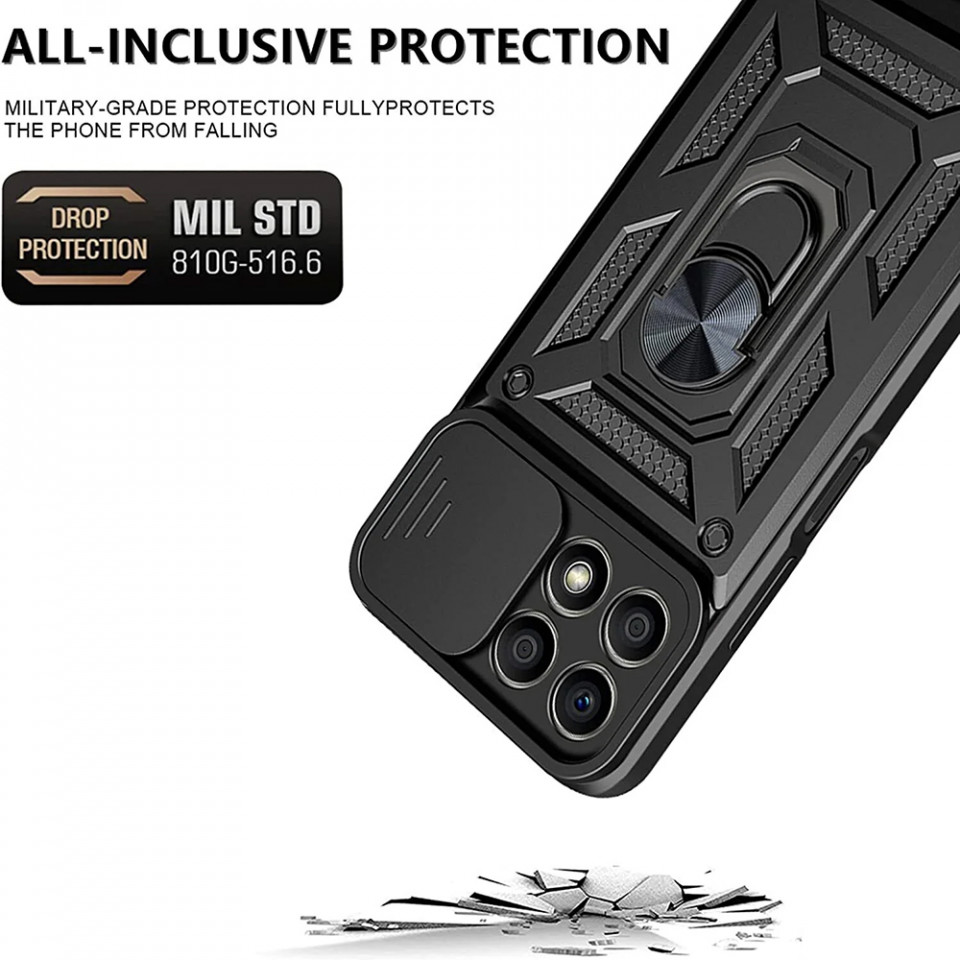 Husa pentru Honor X6 / 70 Lite cu inel magnetic si protectie camera Skyddar CamShield - Negru - 2 | YEO