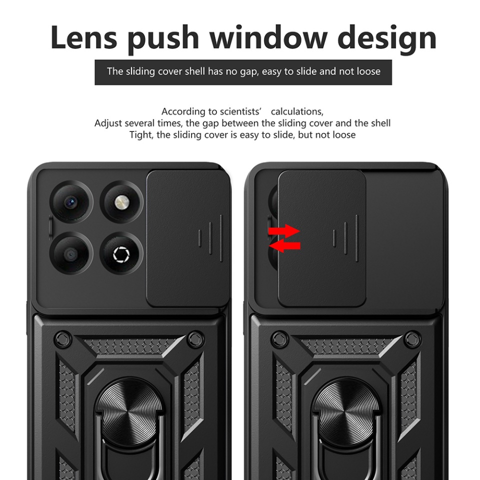 Husa pentru Honor X6b, SKYDDAR INNOVATION, CamShield, Inel magnetic, set cu sticker, Auriu - 2 | YEO