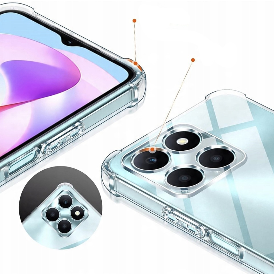 Husa pentru Honor X6c, SKYDDAR INNOVATION, Shockproof Clear Silicone, Silicon Slim, set cu sticker, Transparenta - 1 | YEO