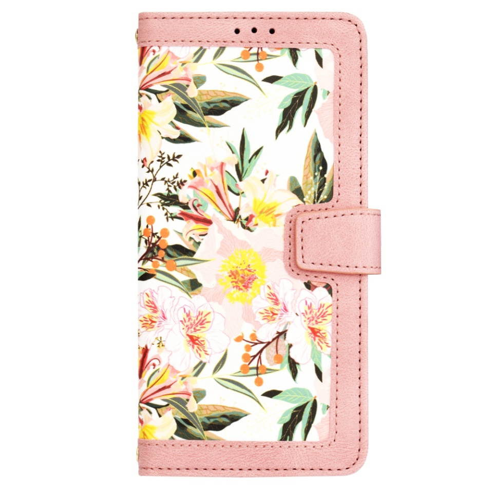 Husa pentru Honor X7b / 90 Smart / X7b 5G din Piele Ecologică cu Design Floral, Protecție 360°, Stand Integrat, Buzunare pentru Carduri, SKDR Floral Wallet - Roz - 2 | YEO