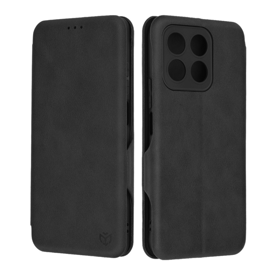 Husa pentru Honor X8b, SKYDDAR INNOVATION, Safe Wallet tip carte din Piele Ecologica, Suport Carduri, Inchidere Magnetica, Negru, set cu sticker