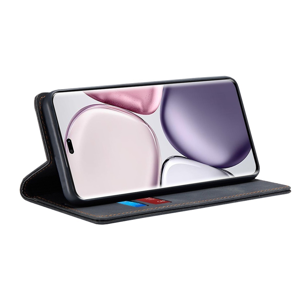 Husa pentru Honor X9c / Magic7 Lite, SKYDDAR INNOVATION, Confy Cover tip Carte din piele Eco Premium, cu Portofel Interior, set cu sticker, Negru - 1 | YEO