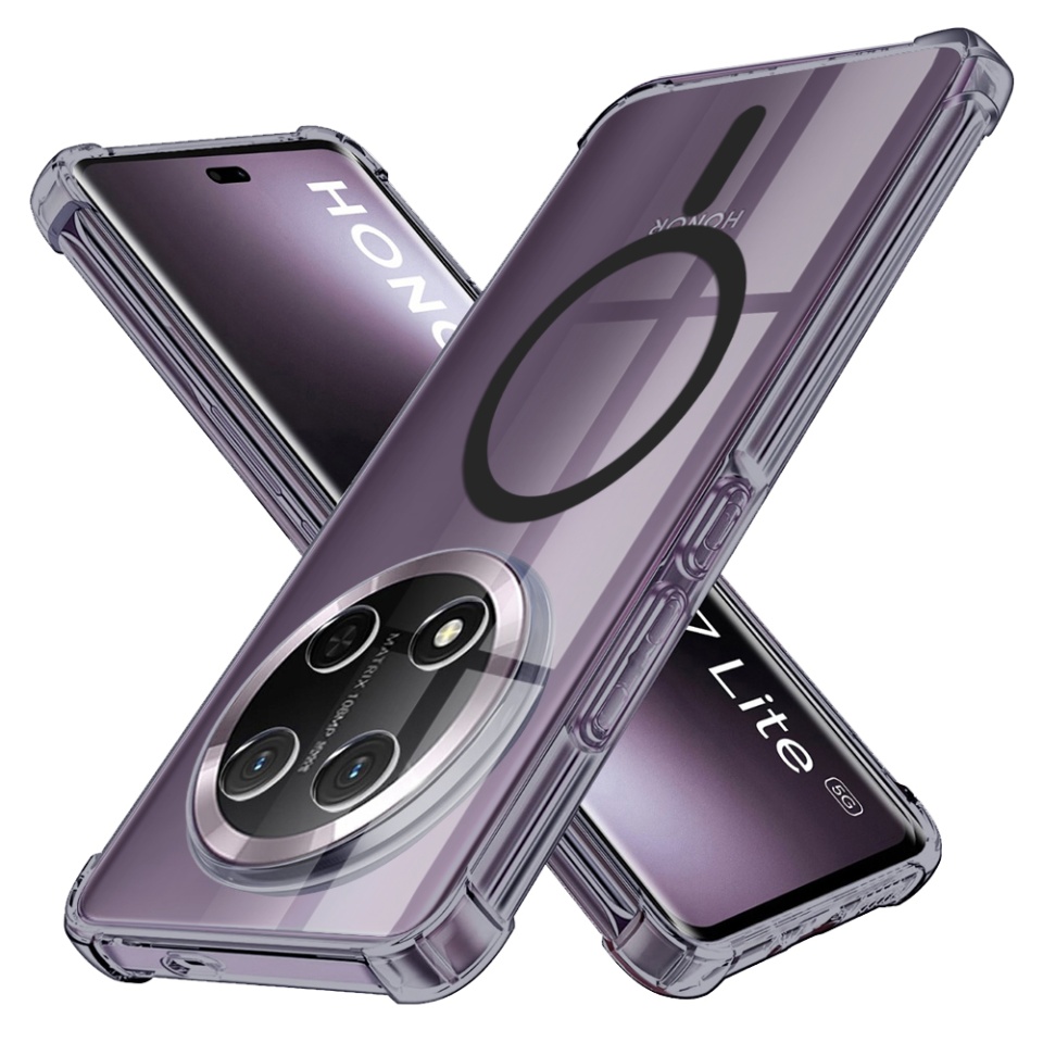 Husa pentru Honor X9c / Magic7 Lite, SKYDDAR INNOVATION, Shockproof MagSafe din silicon, set cu sticker, Fumuriu