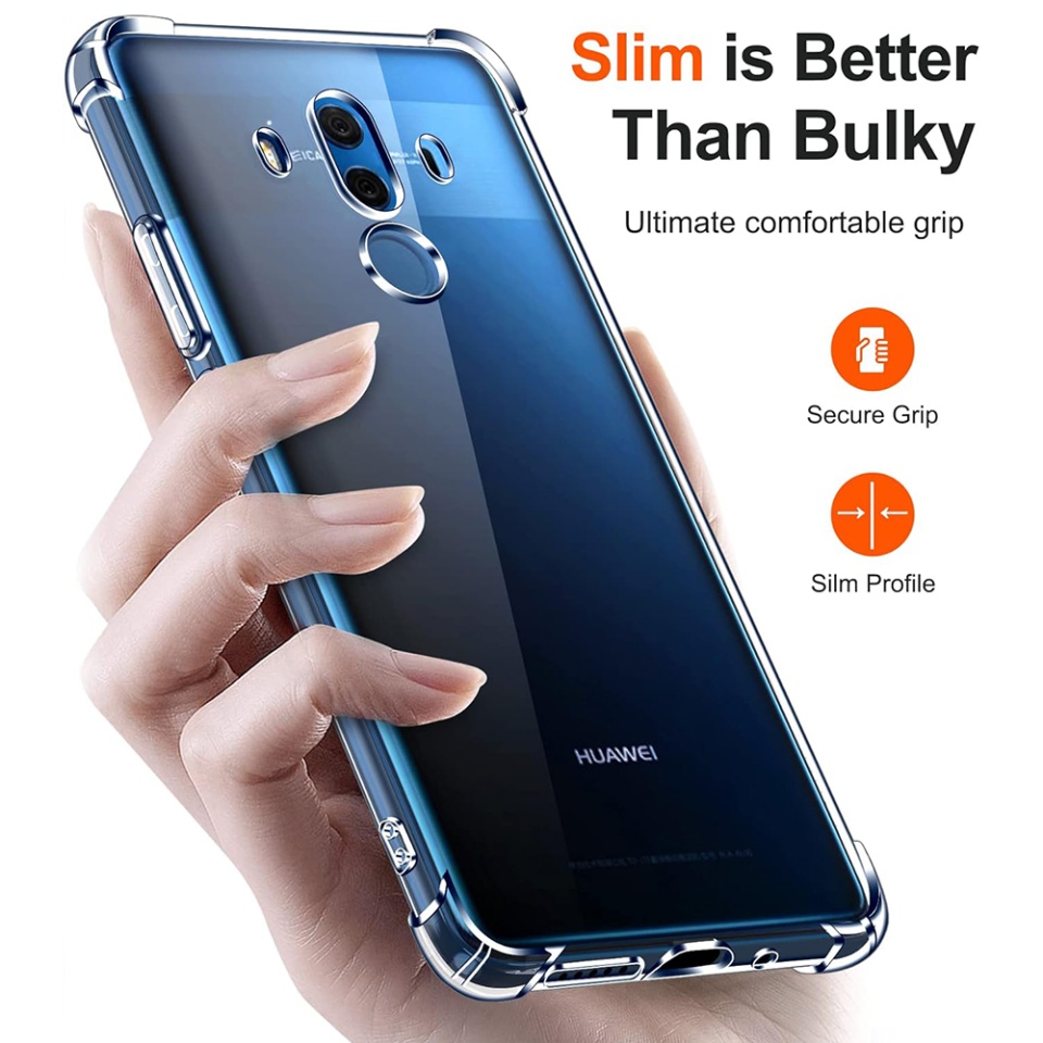 Husa pentru Huawei Mate 10 Pro , SKYDDAR INNOVATION, Shockproof Clear din Silicon Slim, Transparenta, set cu sticker - 1 | YEO