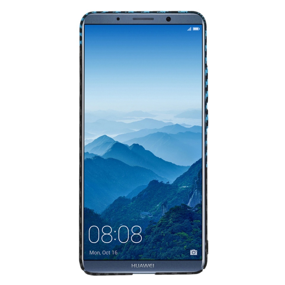 Husa pentru Huawei Mate 10 Pro, SKYDDAR INNOVATION, textura carbon, Carbonite FiberShell, set cu sticker, Bleu, - 1 | YEO