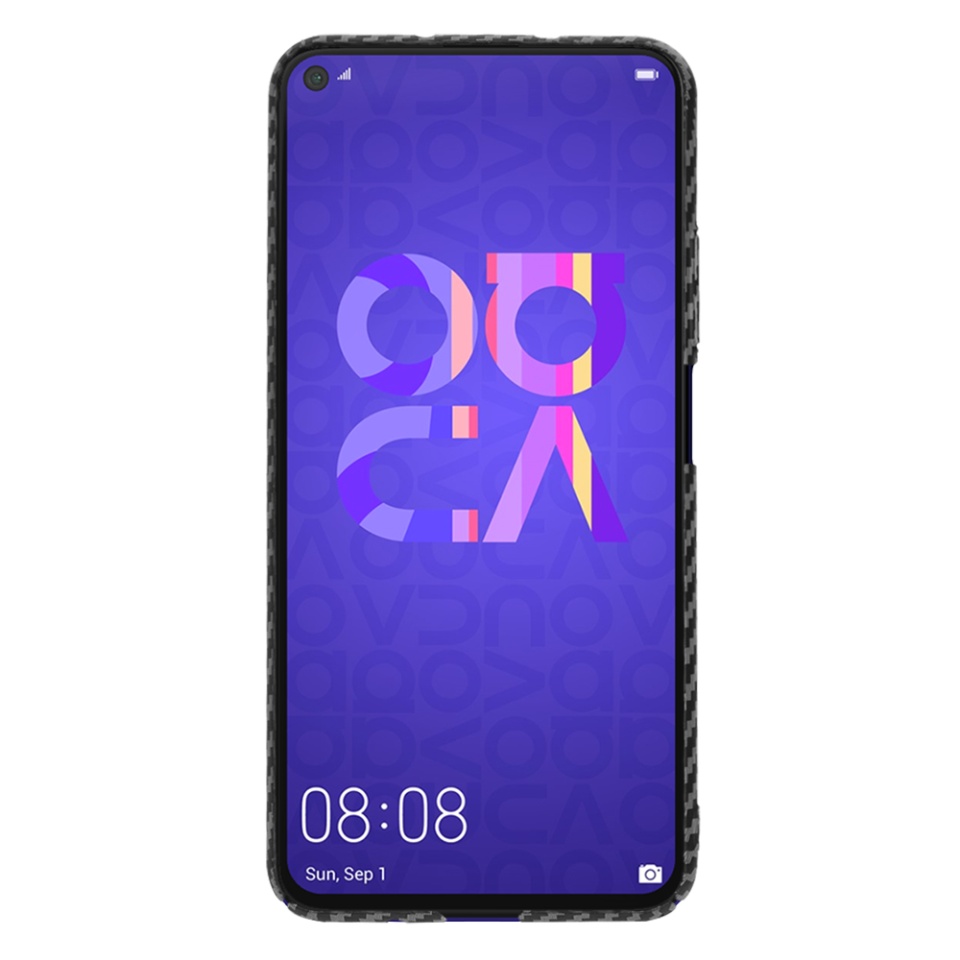 Husa pentru Huawei Nova 5T / Honor 20, Finisaj Premium cu Textura de Carbon, Design Elegant, SKDR CarbonFlex - Negru - 1 | YEO