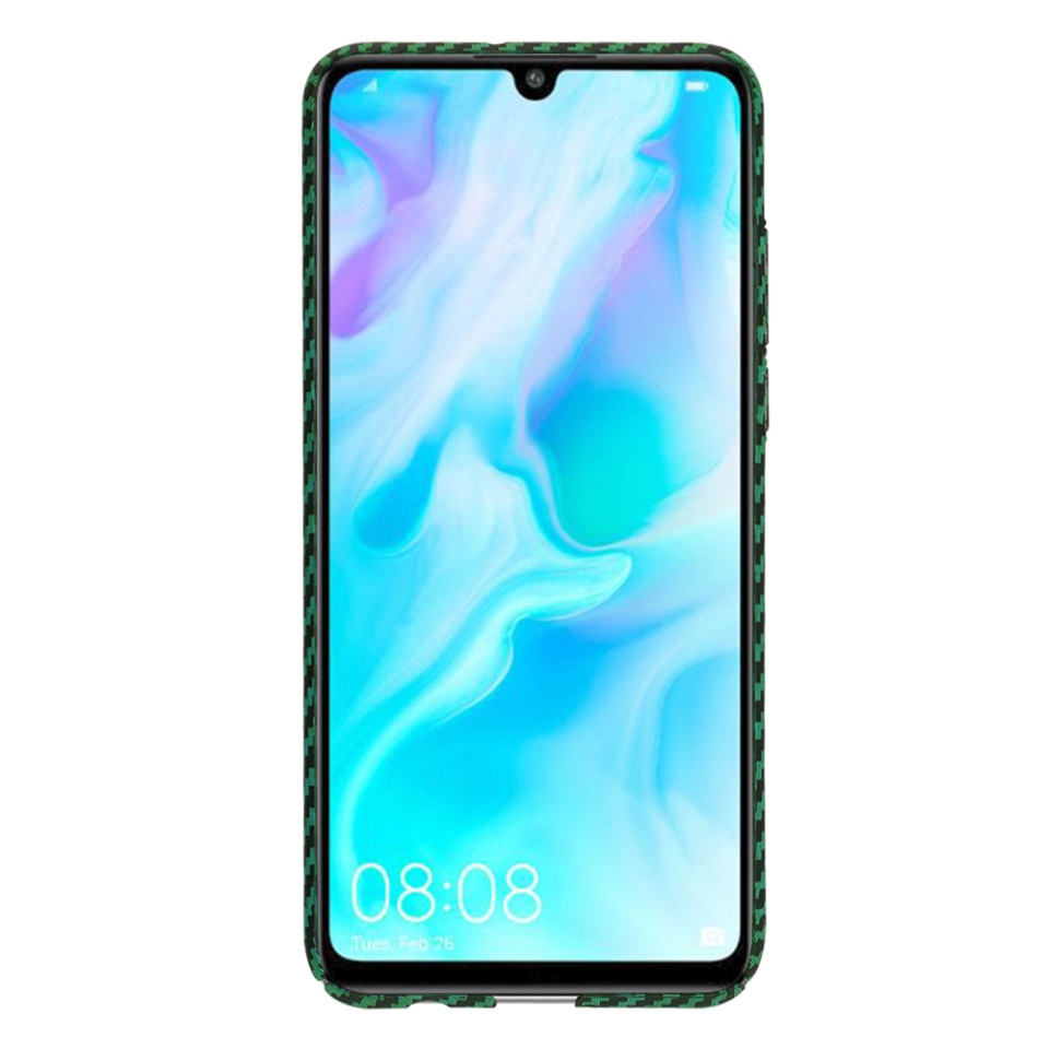 Husa pentru Huawei P30 Lite / P30 Lite New Edition, Finisaj Premium cu Textura de Carbon, Design Elegant, SKDR CarbonFlex - Verde - 1 | YEO