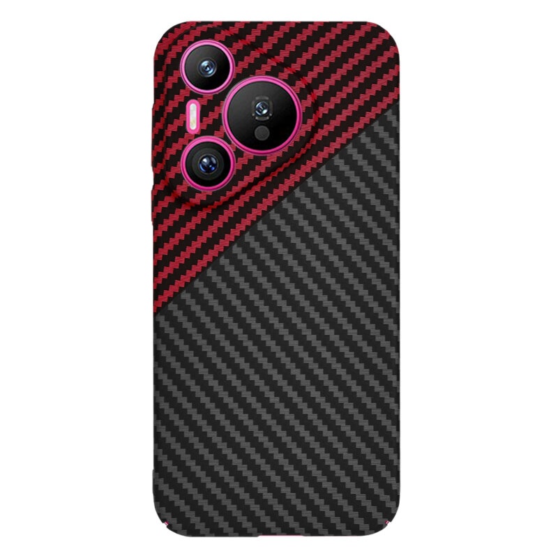Husa pentru Huawei Pura 70, Finisaj Premium cu Textura de Carbon, Design Elegant, SKDR CarbonFlex - Rosu inchis - 2 | YEO