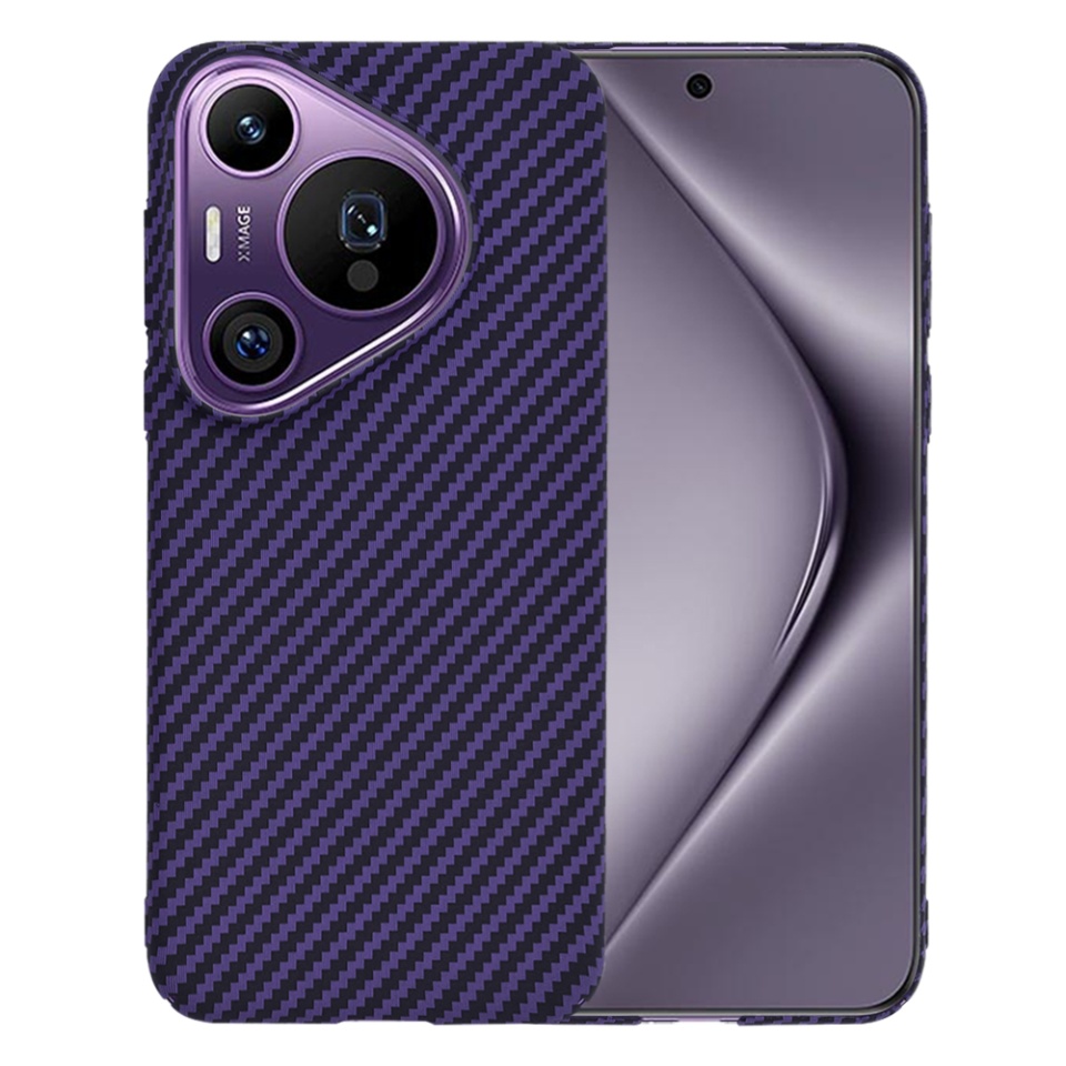 Husa pentru Huawei Pura 70 Pro, Finisaj Premium cu Textura de Carbon, Design Elegant, SKDR CarbonFlex - Mov