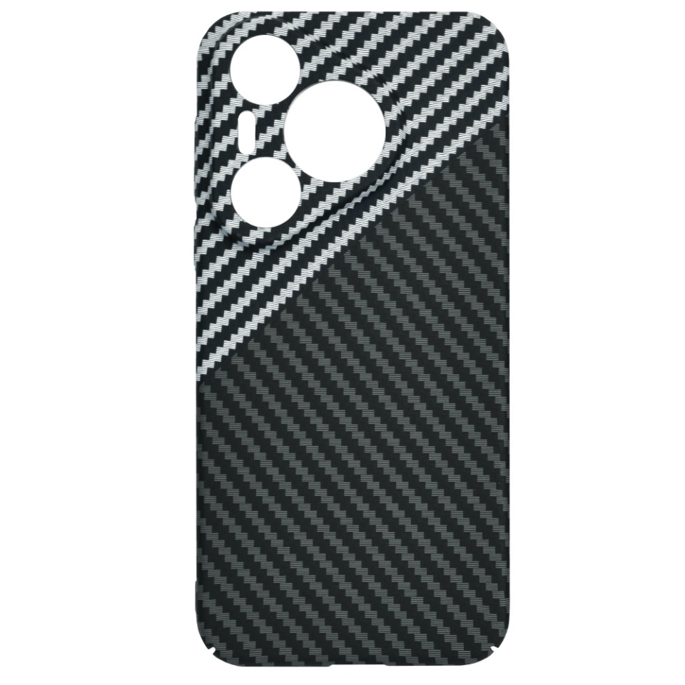 Husa pentru Huawei Pura 70, SKYDDAR INNOVATION, textura carbon, Carbonite FiberShell, set cu sticker, Gri, - 3 | YEO