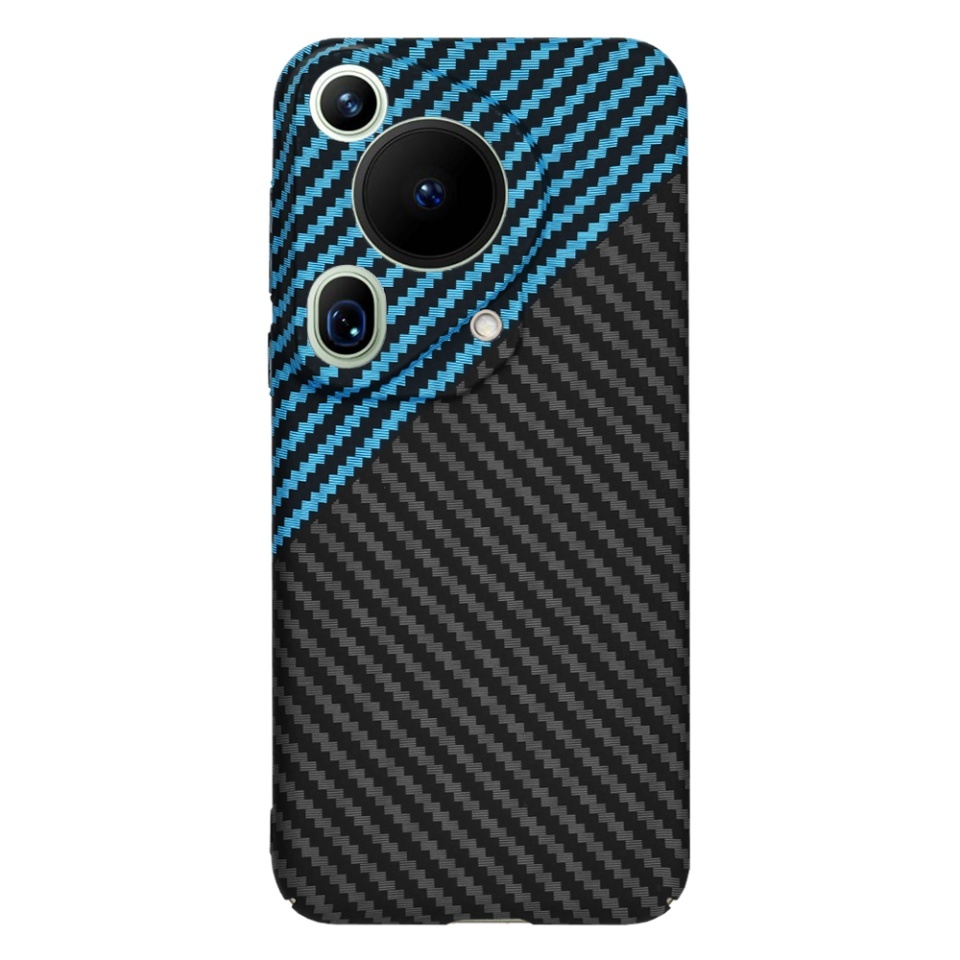 Husa pentru Huawei Pura 70 Ultra, SKYDDAR INNOVATION, textura carbon, Carbonite FiberShell, set cu sticker, Bleu, - 2 | YEO