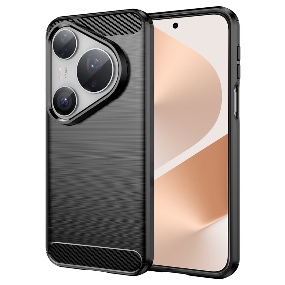 Husa pentru Huawei Pura 80 Pro / Pura 80 Ultra, SKYDDAR INNOVATION, CarbonFiber, Antisoc, set cu sticker, Negru