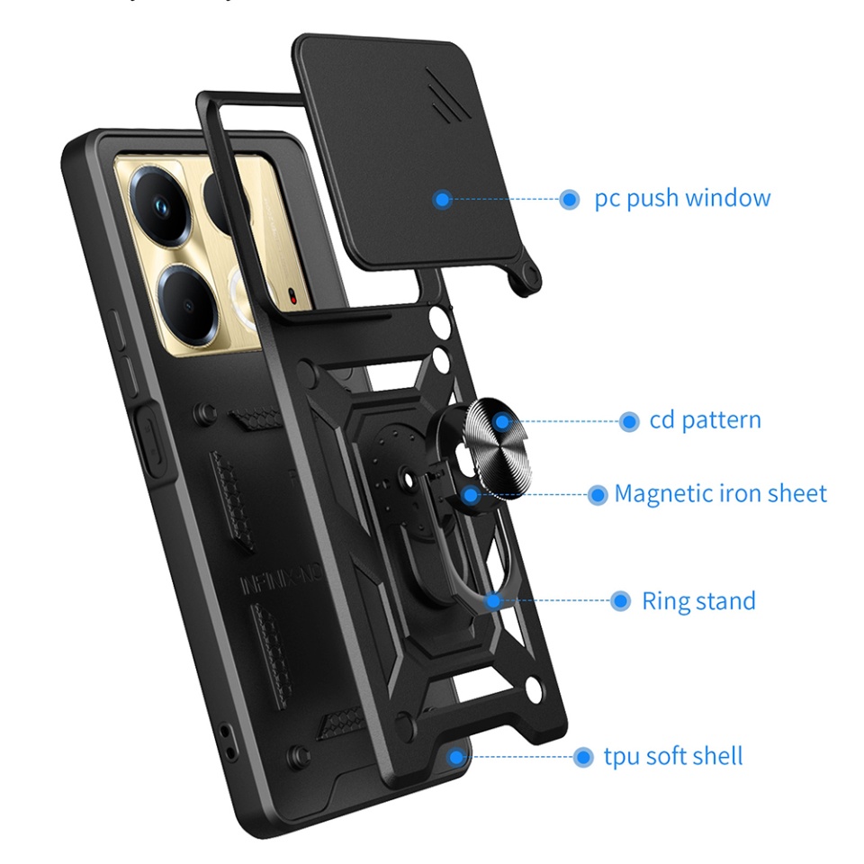 Husa pentru Infinix Note 40 cu inel magnetic si protectie camera Skyddar CamShield - Negru - 2 | YEO