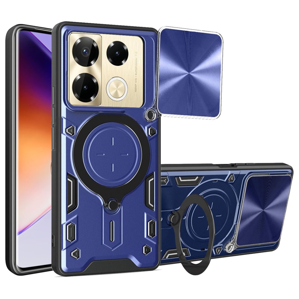 Husa pentru Infinix Note 40 Pro 4G, SKYDDAR INNOVATION, CamGuard Pro, Inel Magnetic, Protectie Camera, set cu sticker, Albastru