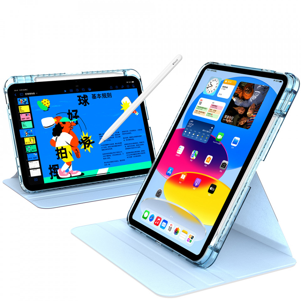 Husa pentru iPad 10 (2022) 10.9 eleganta, SKYDDAR Crystal Edge 360° - Bleu - 1 | YEO