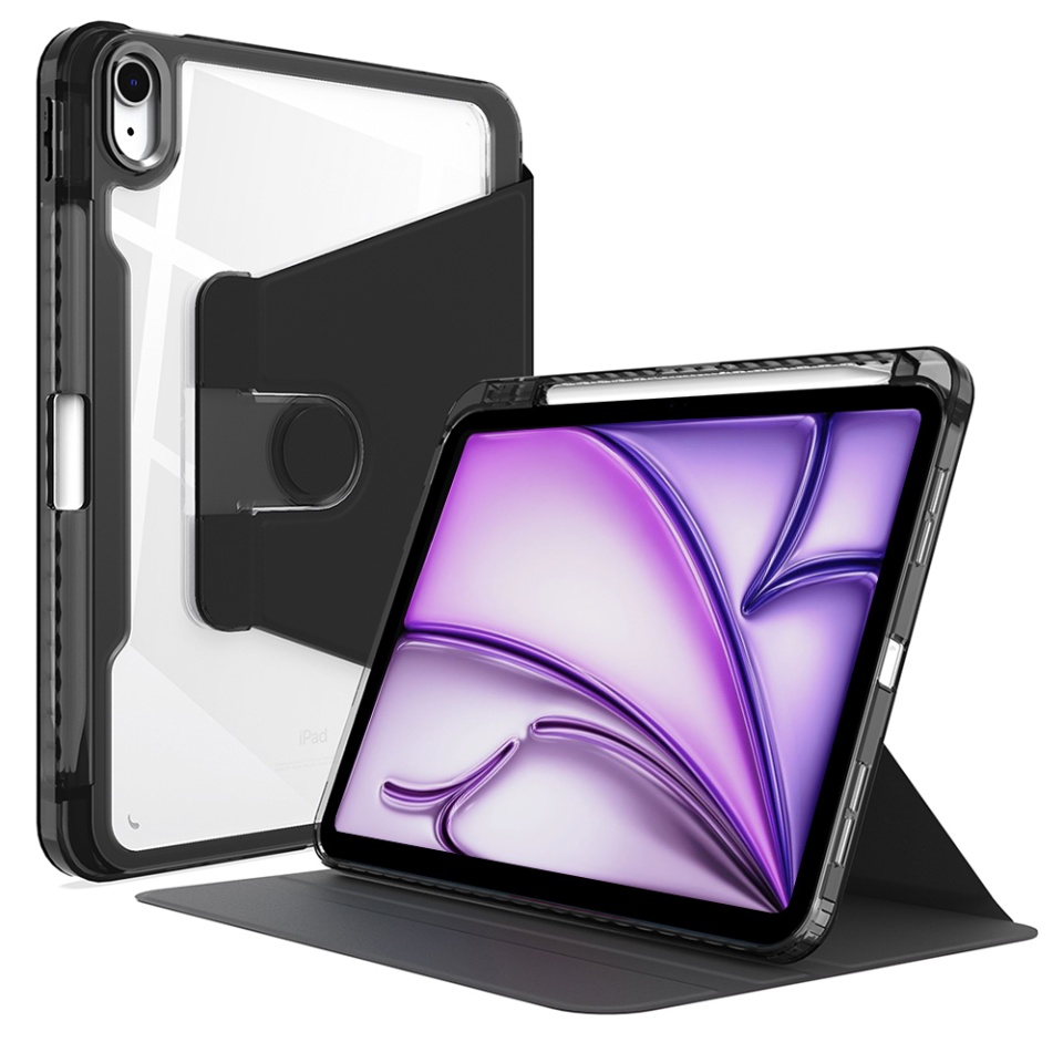 Husa pentru iPad Air (2024) eleganta, SKYDDAR Crystal Edge 360° - Negru