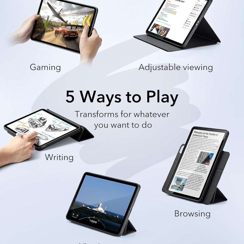 Husa pentru iPad Air 4 (2020) / Air 5 (2022) / Air 11 (2024) / Air 11 (2025), tip Carte, Rebound Hybrid ESR - Roz - 7