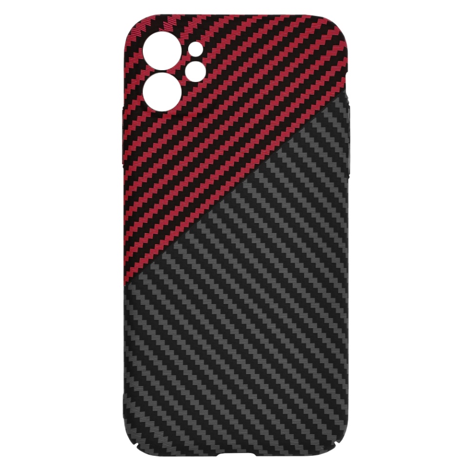 Husa pentru iPhone 11, Finisaj Premium cu Textura de Carbon, Design Elegant, SKDR CarbonFlex - Rosu inchis - 3 | YEO