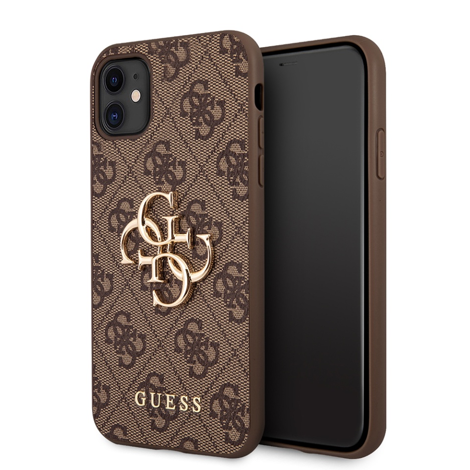 Husa pentru iPhone 11, Guess Hardcase 4G Big Metal Logo, Protectie Slim, Compatibila, Maro