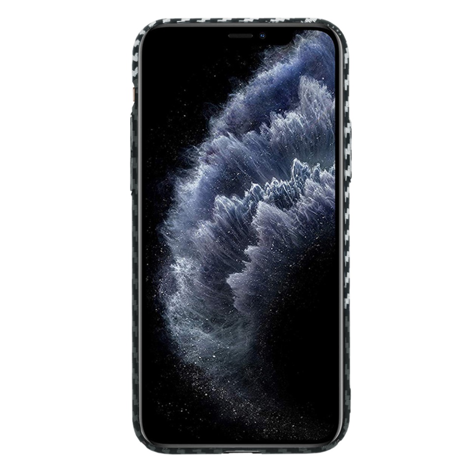 Husa pentru iPhone 11 Pro, Finisaj Premium cu Textura de Carbon, Design Elegant, SKDR CarbonFlex - Gri - 2 | YEO
