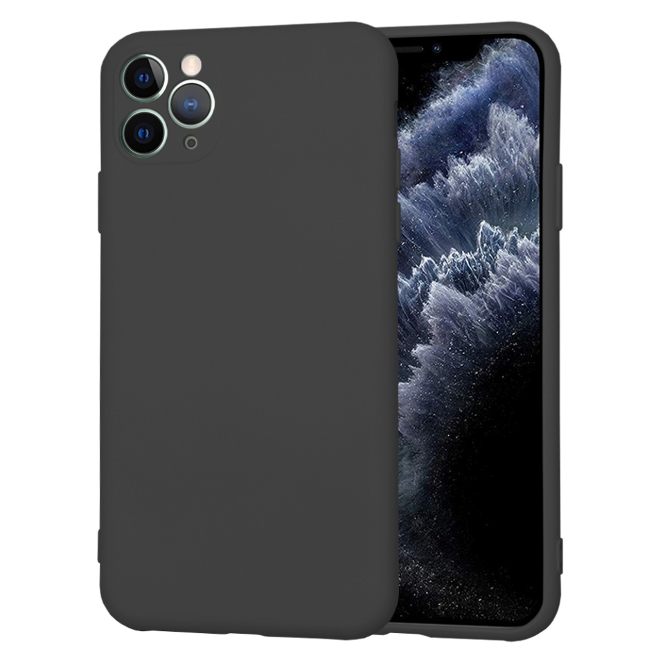 Husa pentru iPhone 11 Pro Max din Silicon Catifelat, Protectie Premium, Skyddar SoftElegance - Negru
