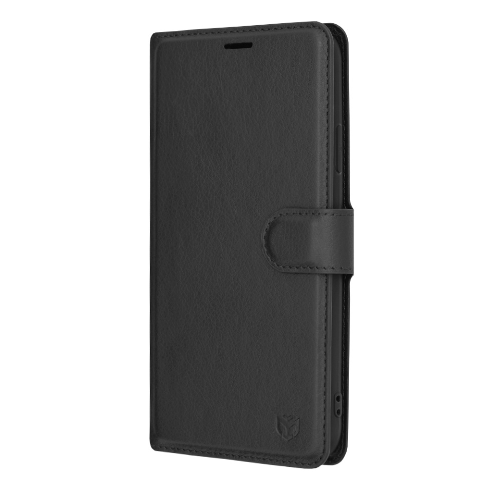 Husa pentru iPhone 11 Pro Max, SKYDDAR INNOVATION, Leather Folio tip Carte, cu Portofel Interior, Finisaje Premium, set cu sticker, Negru - 3 | YEO