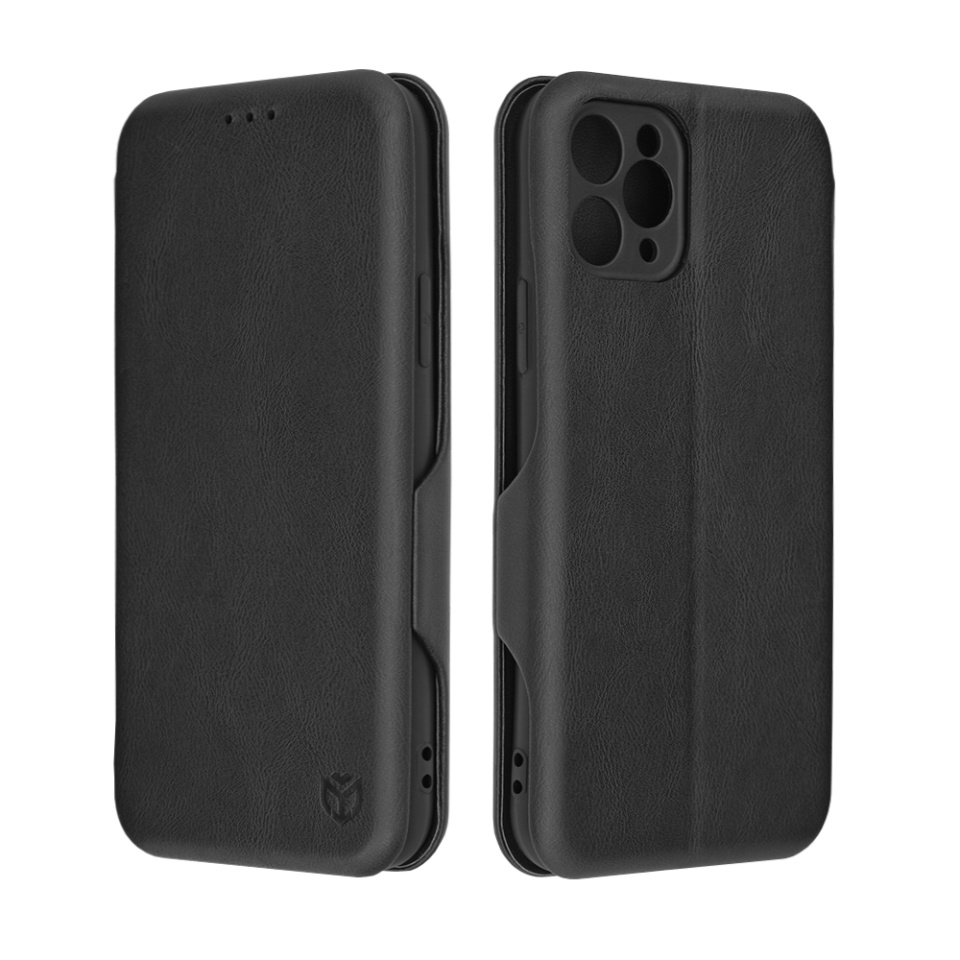 Husa pentru iPhone 11 Pro, SKYDDAR INNOVATION, Safe Wallet tip carte din Piele Ecologica, Suport Carduri, Inchidere Magnetica, Negru, set cu sticker