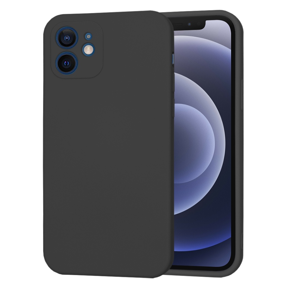 Husa pentru iPhone 12 din Silicon Catifelat, Protectie Premium, Skyddar SoftElegance MagSafe - Negru