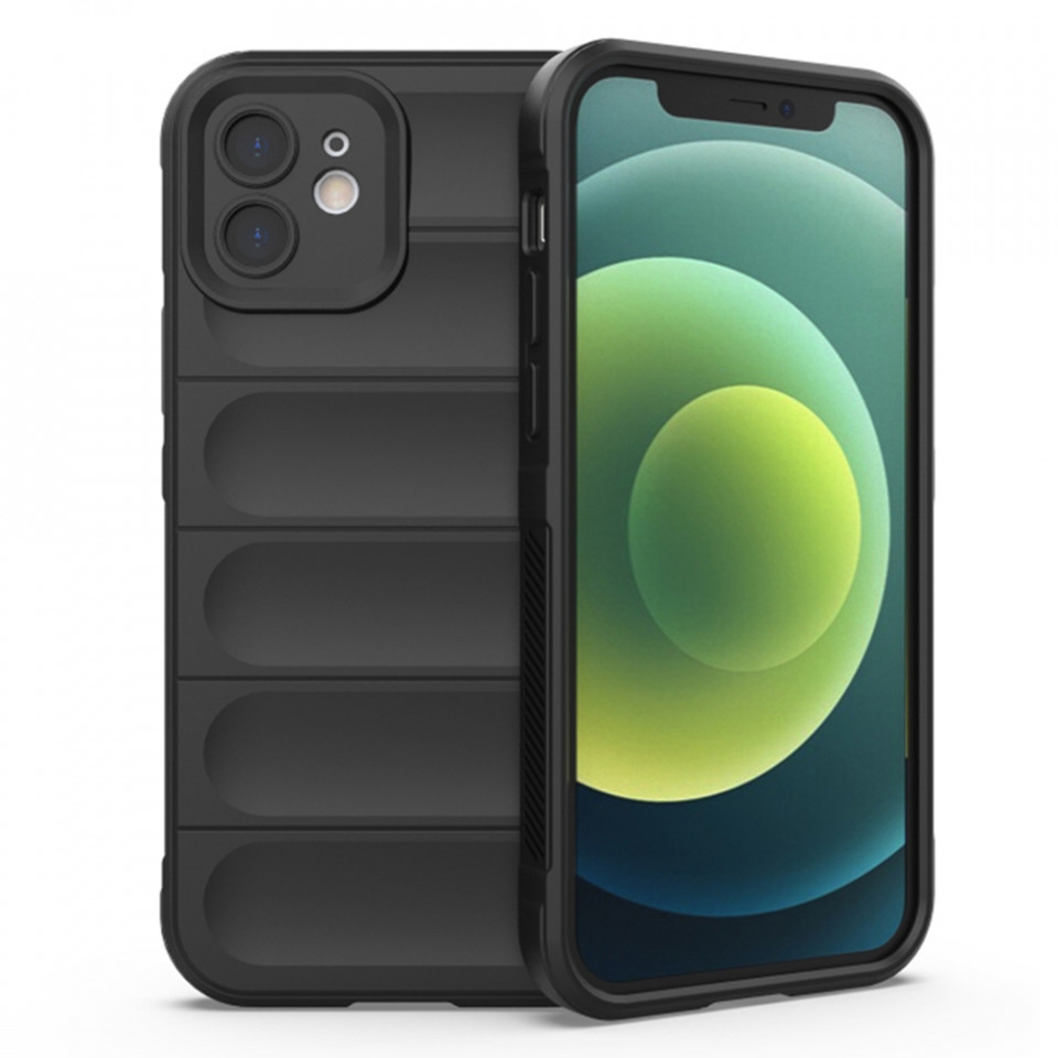 Husa pentru iPhone 12 eleganta, din silicon mat, SKDR Vogue - Negru