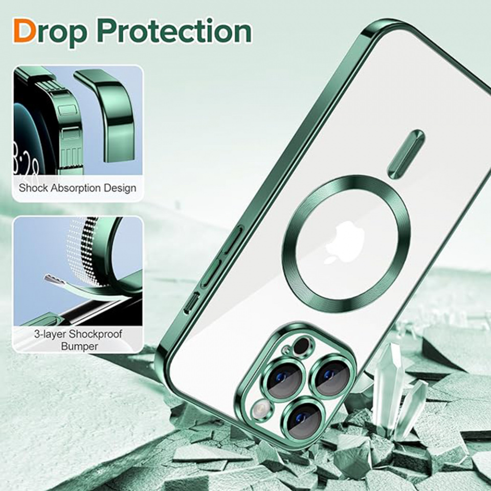 Husa pentru iPhone 12 Pro cu Magsafe integrat, SKYDDAR Luxury Shield - Verde inchis - 2 | YEO