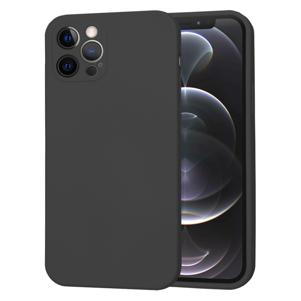 Husa pentru iPhone 12 Pro din Silicon Catifelat, Protectie Premium, Skyddar SoftElegance - Negru