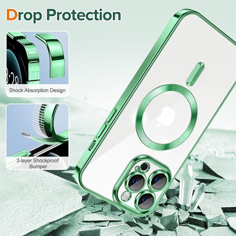 Husa pentru iPhone 12 Pro Max cu Magsafe integrat, SKYDDAR Luxury Shield - Verde deschis - 2 | YEO