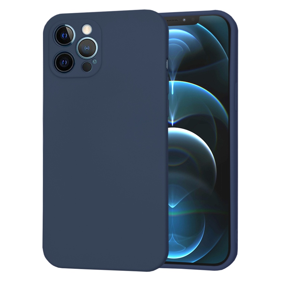 Husa pentru iPhone 12 Pro Max din Silicon Catifelat, Protectie Premium, Skyddar SoftElegance MagSafe - Bleumarin